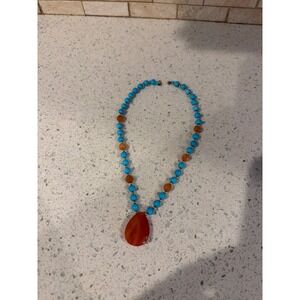 Zoe B 14k Yellow Gold Turquoise  &  Agate Beaded Necklace‎ 16" - 1.03